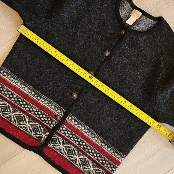 Vintage Cleo Nordic Wool Neuteral Cardigan Sweater Large - Picture 11 of 14